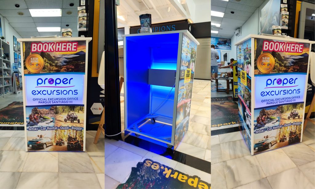 mostradores con luz para venta de excursiones